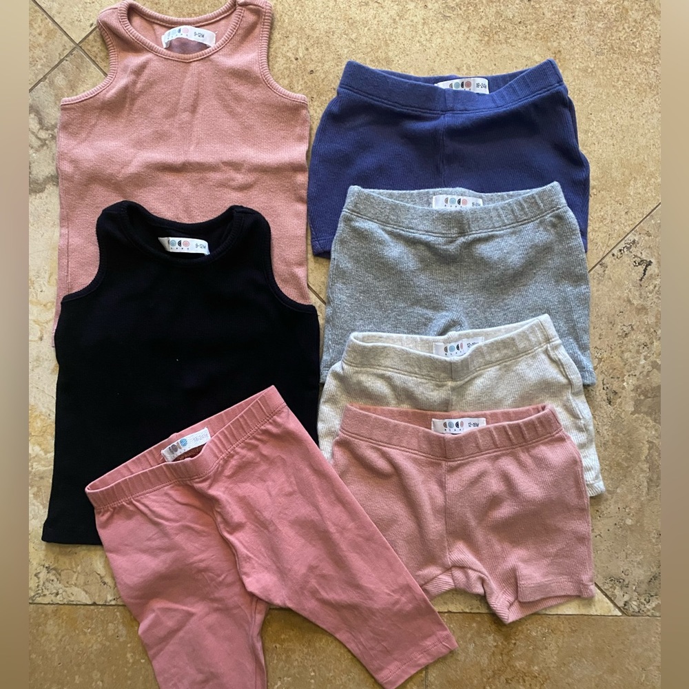 Cocoblanc kids ribbed shorts tanks mixed size bundle 9/12m 12/18m & 18/2…